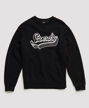 Superdry Mono Shadow Crew Női Pulóver Fekete | ZSKPJ9820